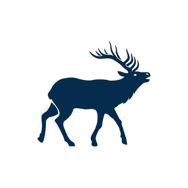 Elk Largest Deers Horned Animal Isolated Wapiti Silhouette Icon Vector — Stockvektor