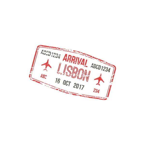 Lisbon Airport Arrival Grunge Stamp Isolated Vector Portugal Visa Pasport — Stockový vektor