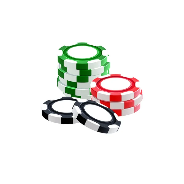 Casino Poker Chips Icon Vector Isolated Wheele Fortune Roulette Casino — Stock Vector