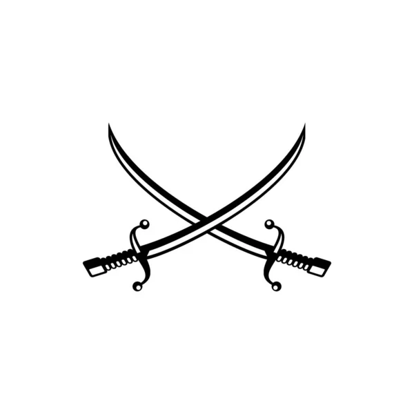 Heraldic Crossed Sabers Royal Vector Emblem Isolated Royal Cavalry Swords — Vetor de Stock