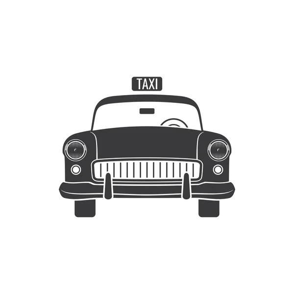 Retro American Taxi Isolated Monochrome Icon Vector Vintage Public Transport — Stok Vektör