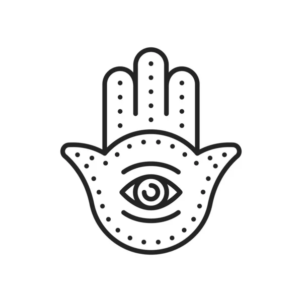 Hamsa Hand Isolated Symbol Vector Line Art Jewish Religion Hand — Stok Vektör