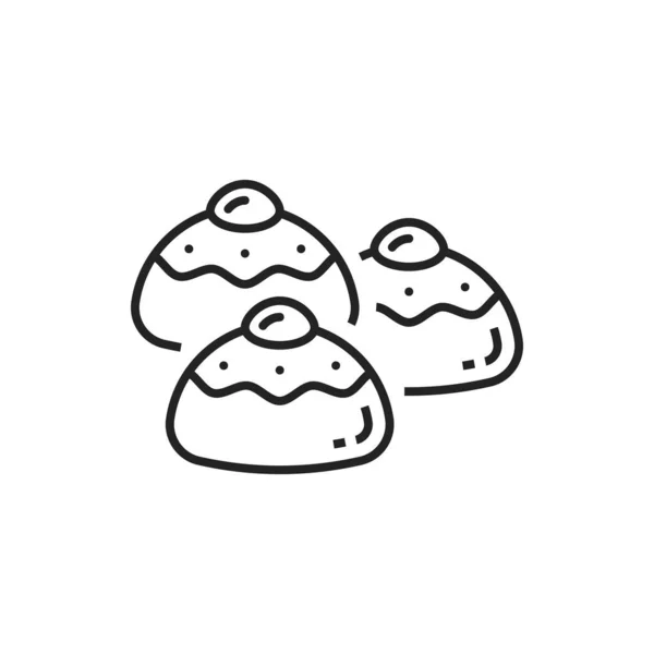 Doughnuts Jam Sufganiot Isolated Line Art Cookies Vector Jewish Hanukkah — Wektor stockowy