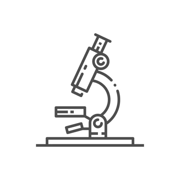 Microscope Isolated Research Equipment Vector Biology Laboratory Search Tool Line — Wektor stockowy
