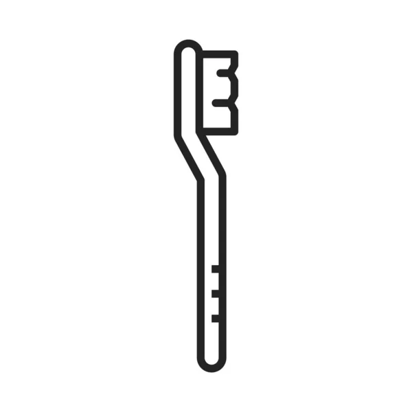 Plastic Toothbrush Soft Bristles Isolated Outline Icon Vector Tooth Brush — Archivo Imágenes Vectoriales