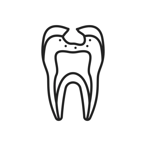 Tooth Broken Enamel Isolated Chipped Outline Damaged Premolar Vector Cracked — Vettoriale Stock