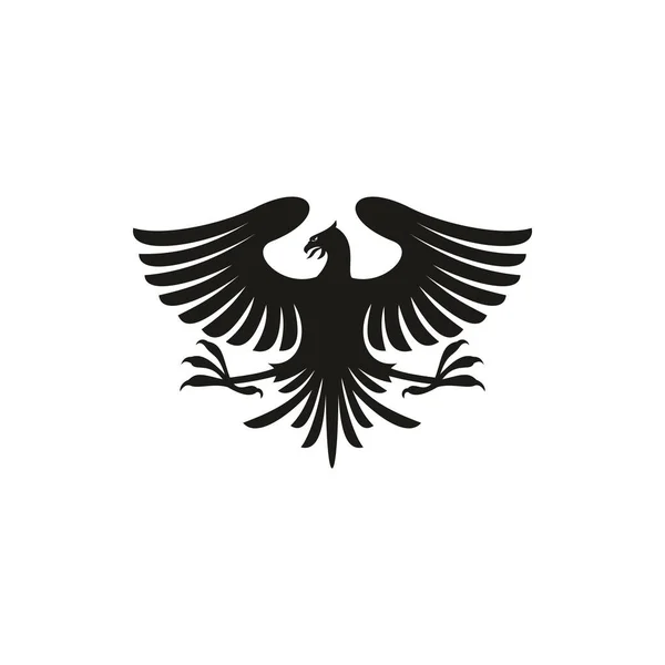 Black Eagle Heraldry Symbol Isolated Bird Mascot Vector Black Hawk — Archivo Imágenes Vectoriales