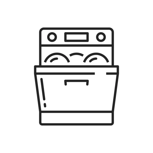 Oven Vector Thin Line Icon Household Items Kitchen Cooking Appliances — 스톡 벡터