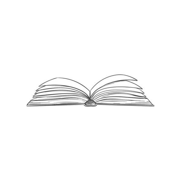 Open Textbook Hard Cover Isolated Literature Symbol Vector Dictionary Sketch — Vetor de Stock