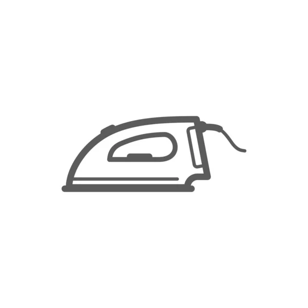 Laundry Iron Vector Thin Line Icon Household Electronic Appliances Outline — ストックベクタ