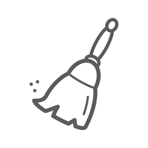 Broom Dust Sweeping Besom Vector Line Icon House Cleaning Dust — Stock Vector