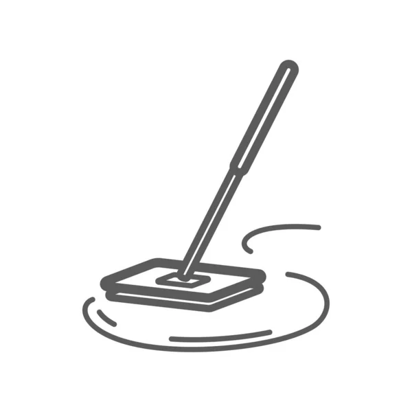 Floor Mop Vector Line Icon House Cleaning Utensil Floor Washing — Stock Vector