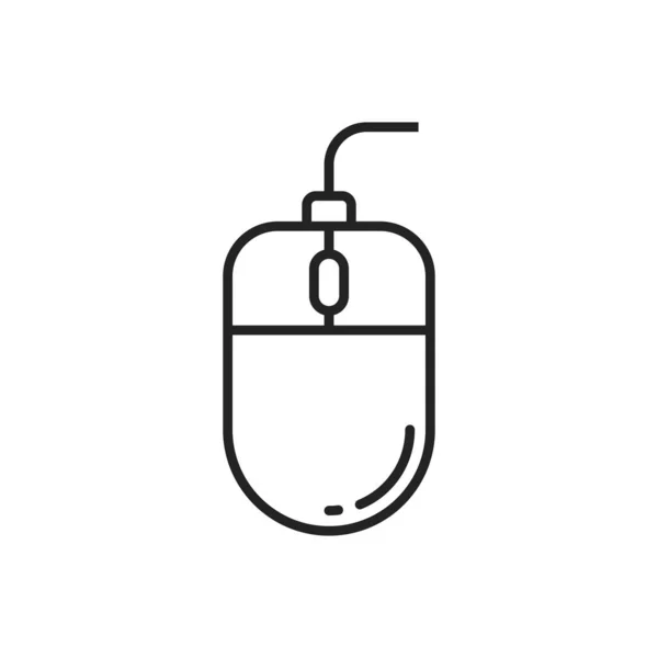 Simple Computer Mouse Cord Isolated Monochrome Icon Vector Handheld Pointing —  Vetores de Stock