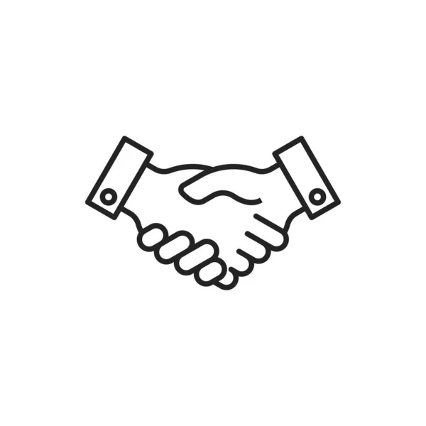 Handshake Linear Icon Isolated Agreement Sign Vector Outline Business Partnership — Stockvector