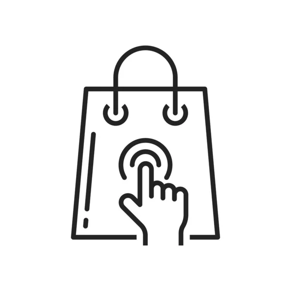 Shopping Bag Isolated Monochrome Icon Vector Outline Package Hand Pointing —  Vetores de Stock