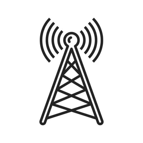 Radio Tower Mast Broadcast Transmission Waves Isolated Outline Icon Vector — Stock Vector