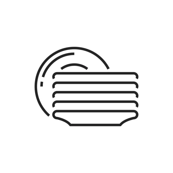 Dish Plates Vector Thin Line Icon Kitchen Dishware Kitchenware — Stockový vektor