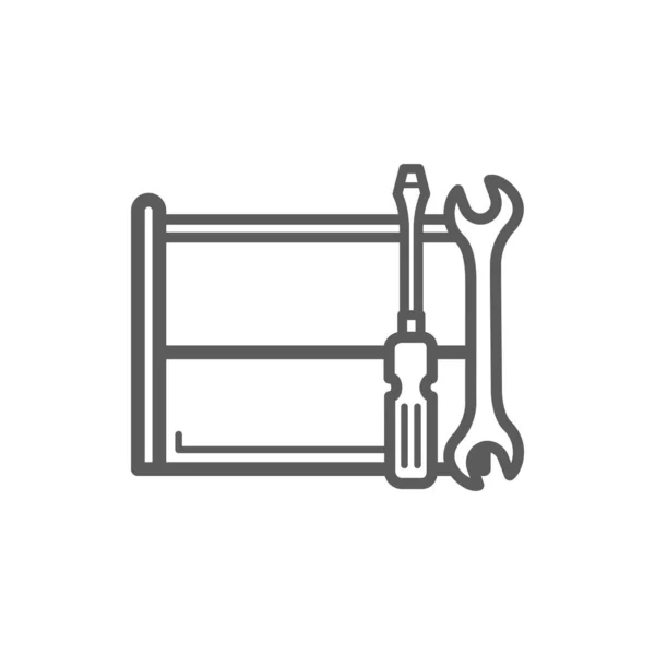 Tool Rack Wrench Spanner Isolated Outline Icon Vector Repair Fixing — Stockový vektor