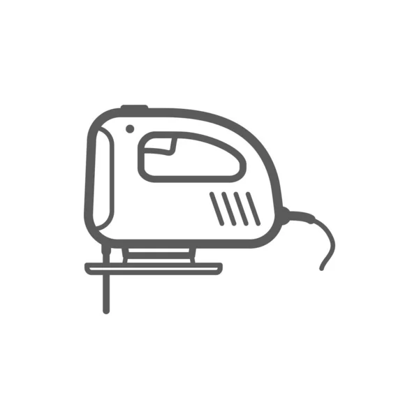 Electric Jig Saw Machine Isolated Outline Icon Vector Electric Fretsaw — Vetor de Stock