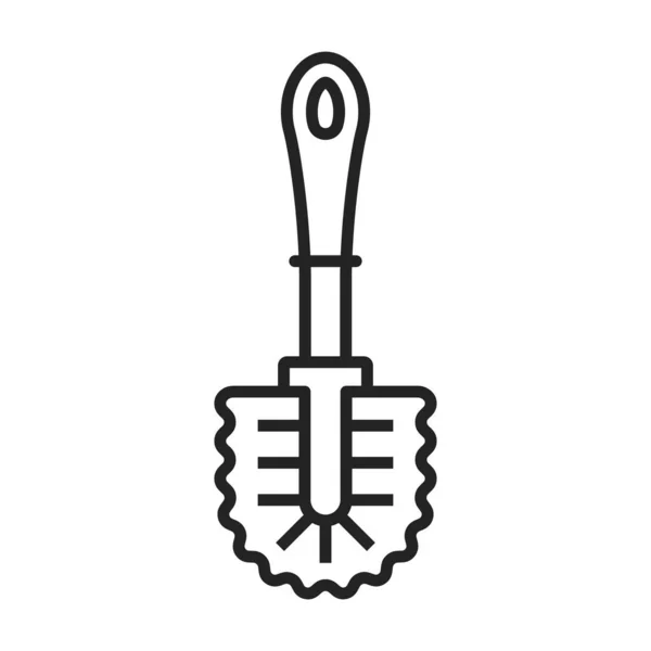 Toilet Brush Vector Thin Line Icon House Cleaning Washing Brush — Stockvector