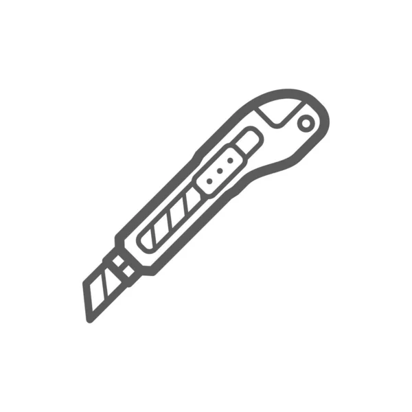 Stationery Knife Isolated Monochrome Outline Icon Vector Small Folding Retractable — Image vectorielle