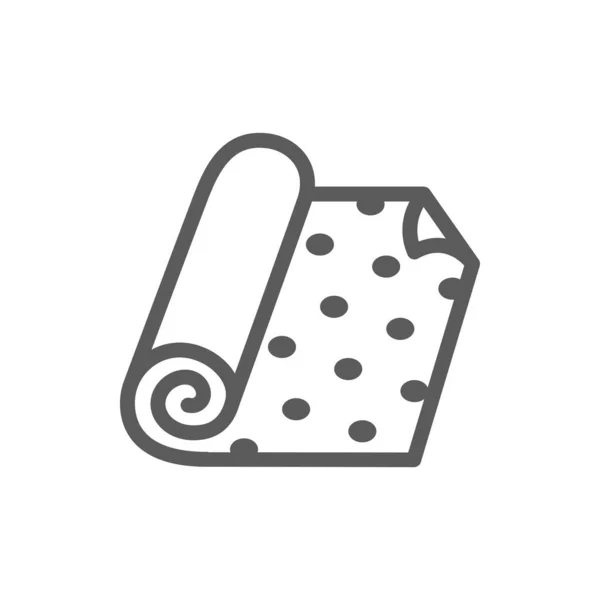Rolled Fabric Roll Wallpaper Isolated Monochrome Outline Icon Vector Dotted — Vettoriale Stock