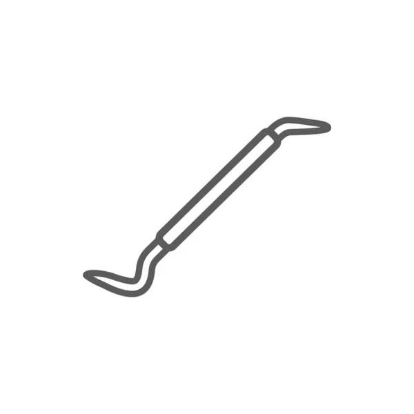 Crowbar Isolated Wrecking Bar Monochrome Outline Icon Vector Pinch Bar — Wektor stockowy