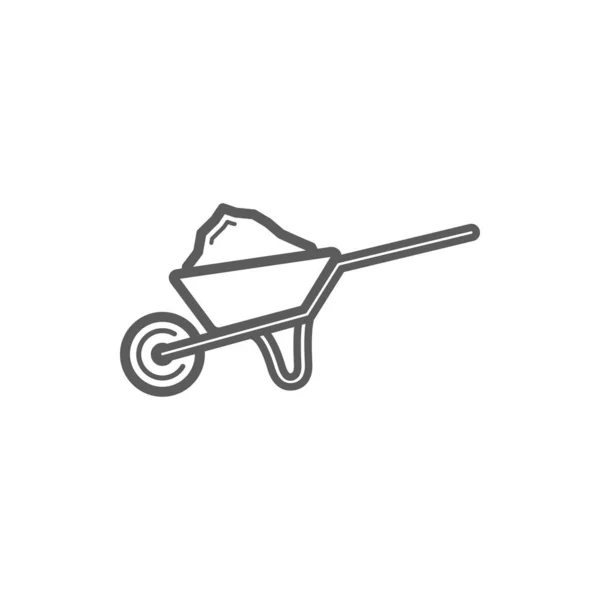 Wheelbarrow Sand Isolated Outline Icon Vector Metal Cart Soil Gardening — Vettoriale Stock