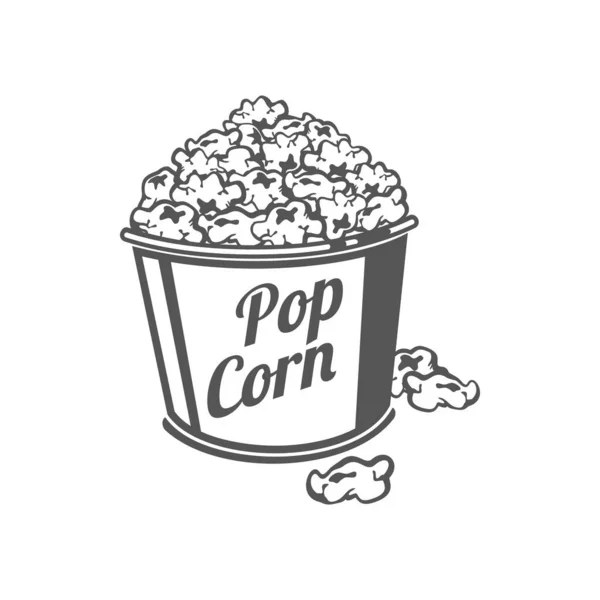 Popcorn Movie Cinema Food Isolated Monochrome Icon Vector Fastfood Snack —  Vetores de Stock