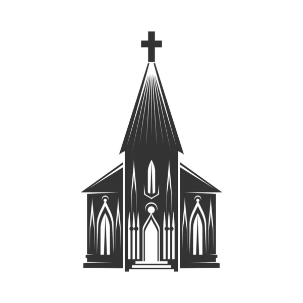 Church Tower Isolated Religion Building Facade Vector Holy Building Topped — Image vectorielle