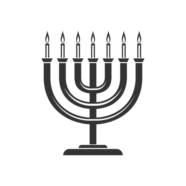 Menorah Isolated Candlelight Burning Candles Vector Hanukkah Symbol Candelabrum Lit — Stock Vector