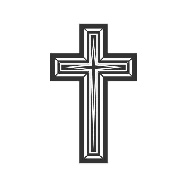 Crucifix Isolated Black Christian Religion Cross Vector Catholic Baptist Faith — Vetor de Stock