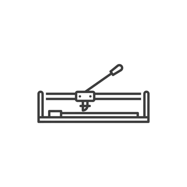 Manual Tile Cutter Isolated Tiles Cutting Tool Outline Icon Vector - Stok Vektor