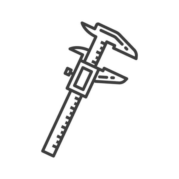 Caliper Device Measure Distance Micrometer Isolated Outline Icon Vector Vernier — Stok Vektör