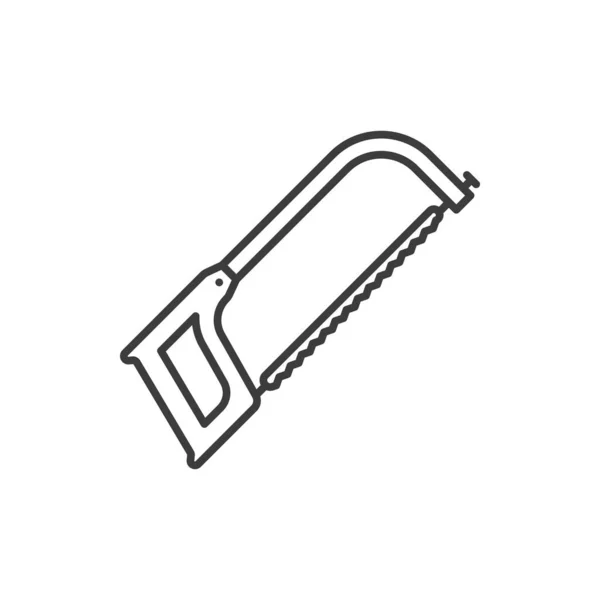 Hand Saw Woodworking Instrument Isolated Line Art Icon Vector Fretsaw — 图库矢量图片