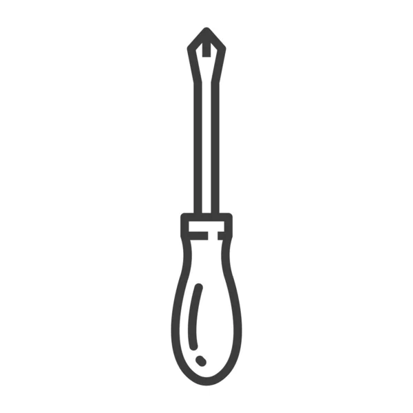 Screwdriver Cross Shaped Tin Tool Isolated Outline Icon Vector Turn — Wektor stockowy