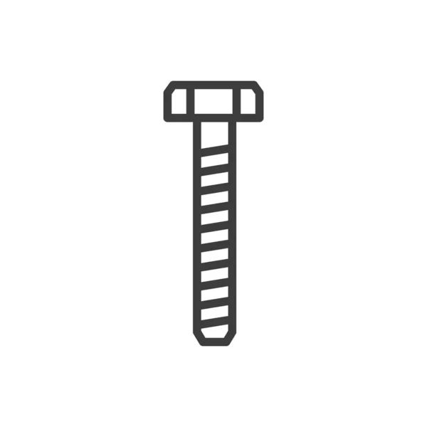 Metal Lag Screw Isolated Outline Linear Fastener Vector Bolt Helical — Wektor stockowy
