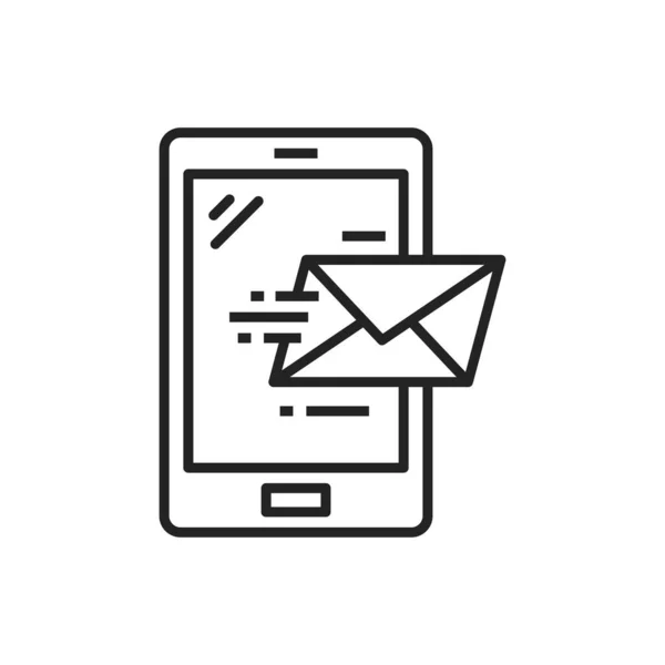 Smartphone Notification Sms Screen Isolated Outline Icon Vector Sending Email — Vector de stock