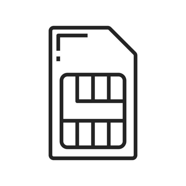 Sim Card Thin Line Icon Isolated Outline Mobile Slot Vector — Stockvektor