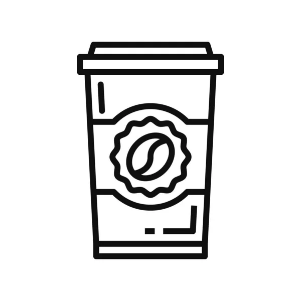 Disposable Coffee Cup Roasted Beans Isolated Outline Icon Vector Takeaway — Wektor stockowy