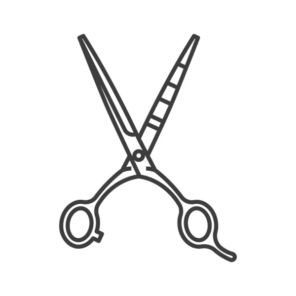 Retro Hair Cutting Scissors Isolated Line Art Icon Vector Outline —  Vetores de Stock