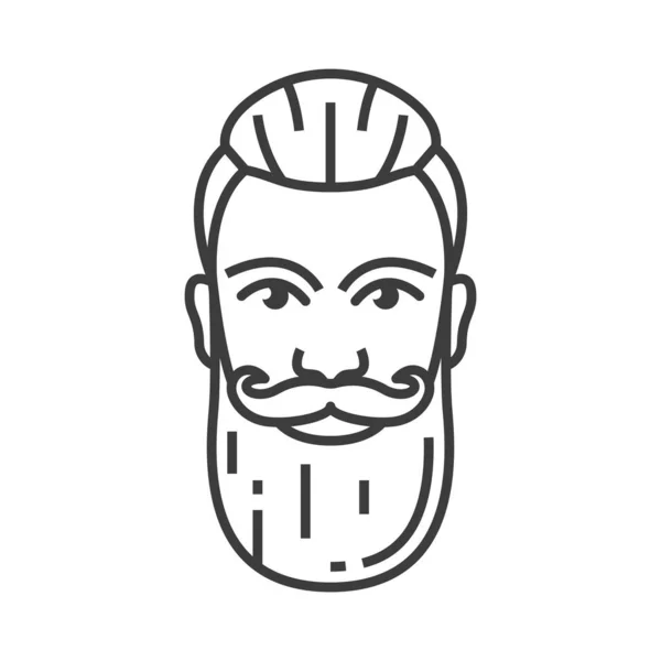 Retro Male Hair Style Isolated Man Head Beard Moustaches Monochrome — Stock Vector