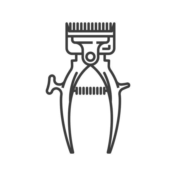 Hair Clippers Isolated Retro Cutting Tool Outline Icon Vector Manual — Stockvektor