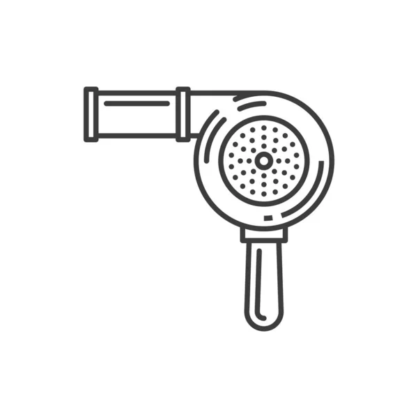 Old Hairdryer Isolated Outline Icon Vector Retro Dryer Vintage Air — Vettoriale Stock