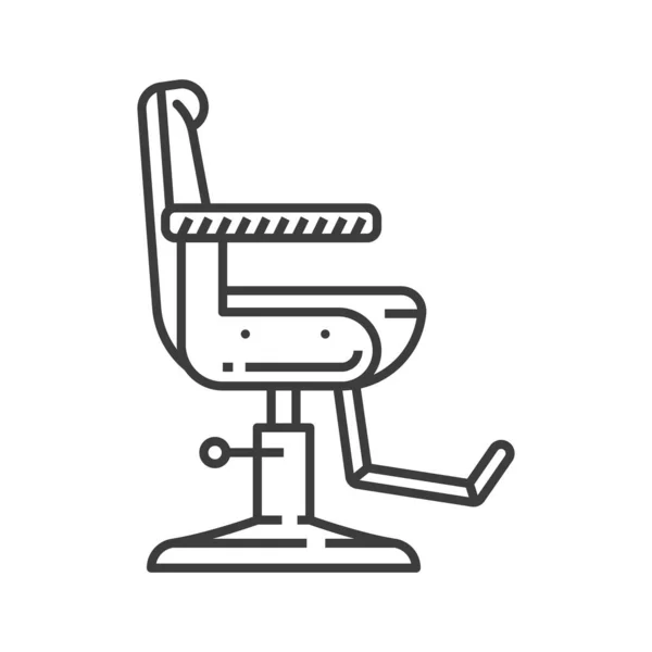 Barbershop Leather Chair Isolated Barber Furniture Outline Icon Vector Old — Stok Vektör