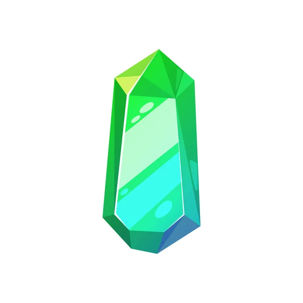 Хрустальный Драгоценный Камень Векторный Изолированный Драгоценный Камень Зеленый Изумрудный Кристалл — стоковый вектор