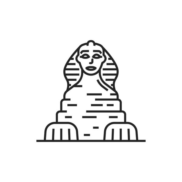 Sphinx Outline Vector Icon Famous Egyptian World Landmark Isolated Mythical — Stock Vector