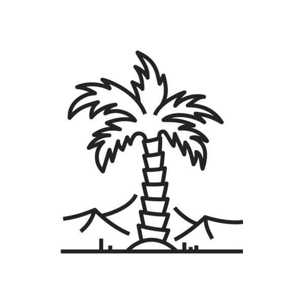 Palm Tree Giza Egyptian Pyramids Isolated Outline Vector Icon Ancient — ストックベクタ