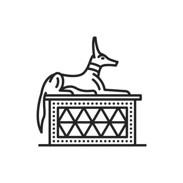 Анубис Бог Древнего Египта Изолированные Очертания Векторной Иконы Древнеегипетского Божества — стоковый вектор