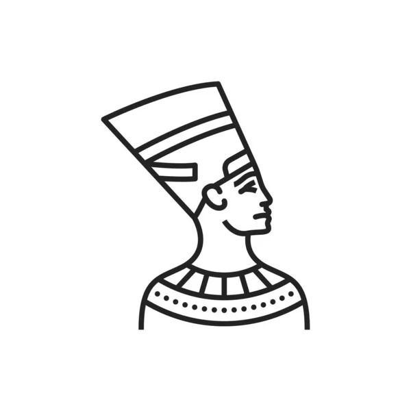 Nefertiti Isolated Outline Vector Icon Ancient Egyptian Queen Great Royal — Stock Vector